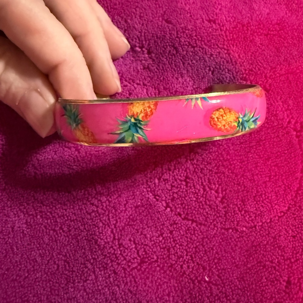 Rustic Cuff Pink Pineapple Bracelet - image 1